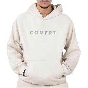 Comfrt Tranquil Unisex Hoodie Sz M Cotton White Clean Anxiety Logo Comfort NEW